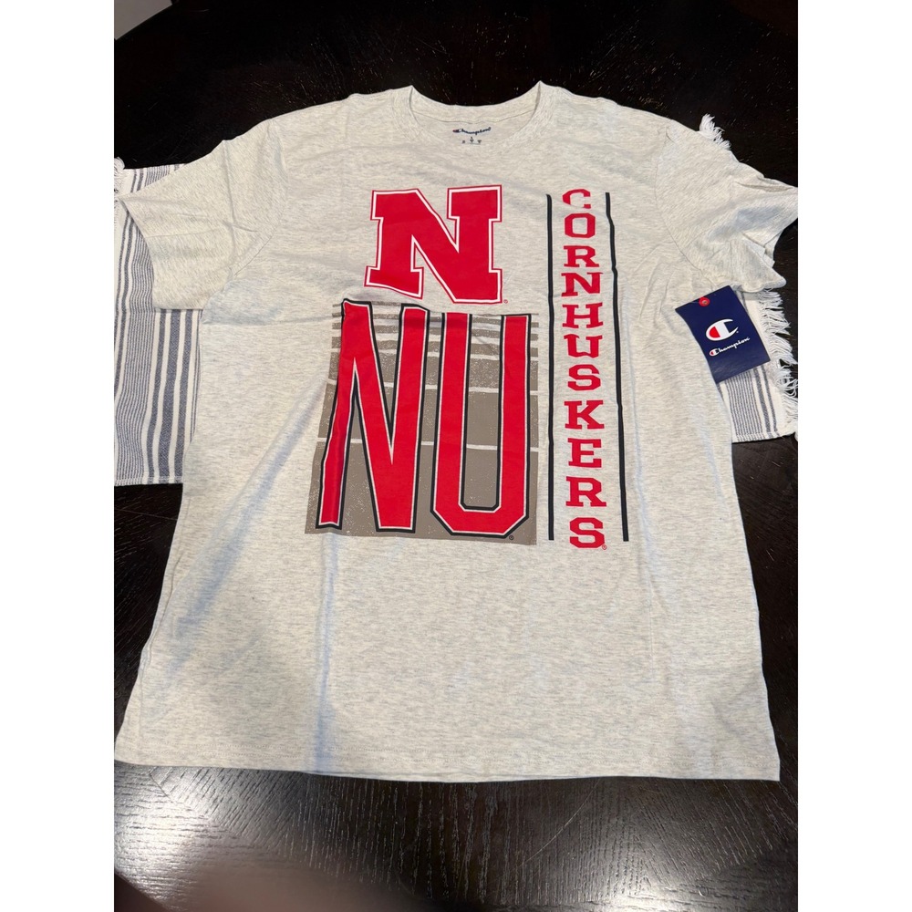 Champion Nebraska Cornhuskers Mens Grey Graphic T-Shirt NWT L - Picture 3 of 9